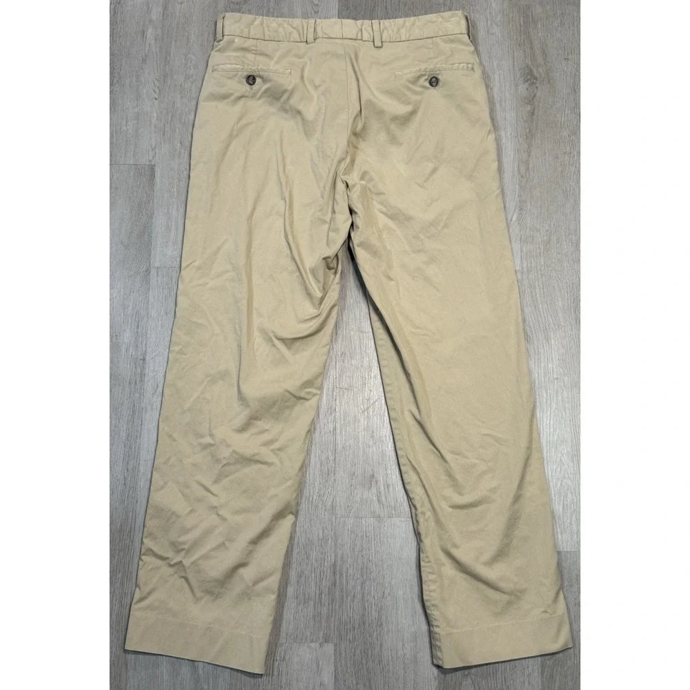 Charleston Khakis Pants Mens 35x30 Beige Tan Seersucker Chino Trouser Flat Front
